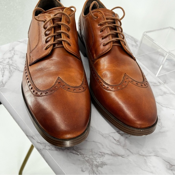 COLE HAAN JAY GRAND Wingtip Leather Oxford Shoes Size 11 M Classic Preppy Brown - Picture 3 of 9